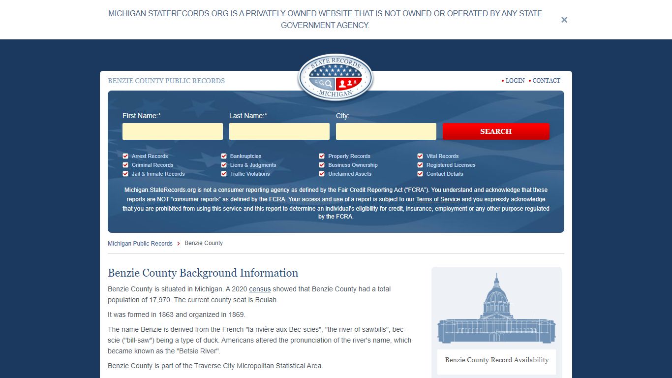 Benzie County Arrest, Court, and Public Records | StateRecords.org
